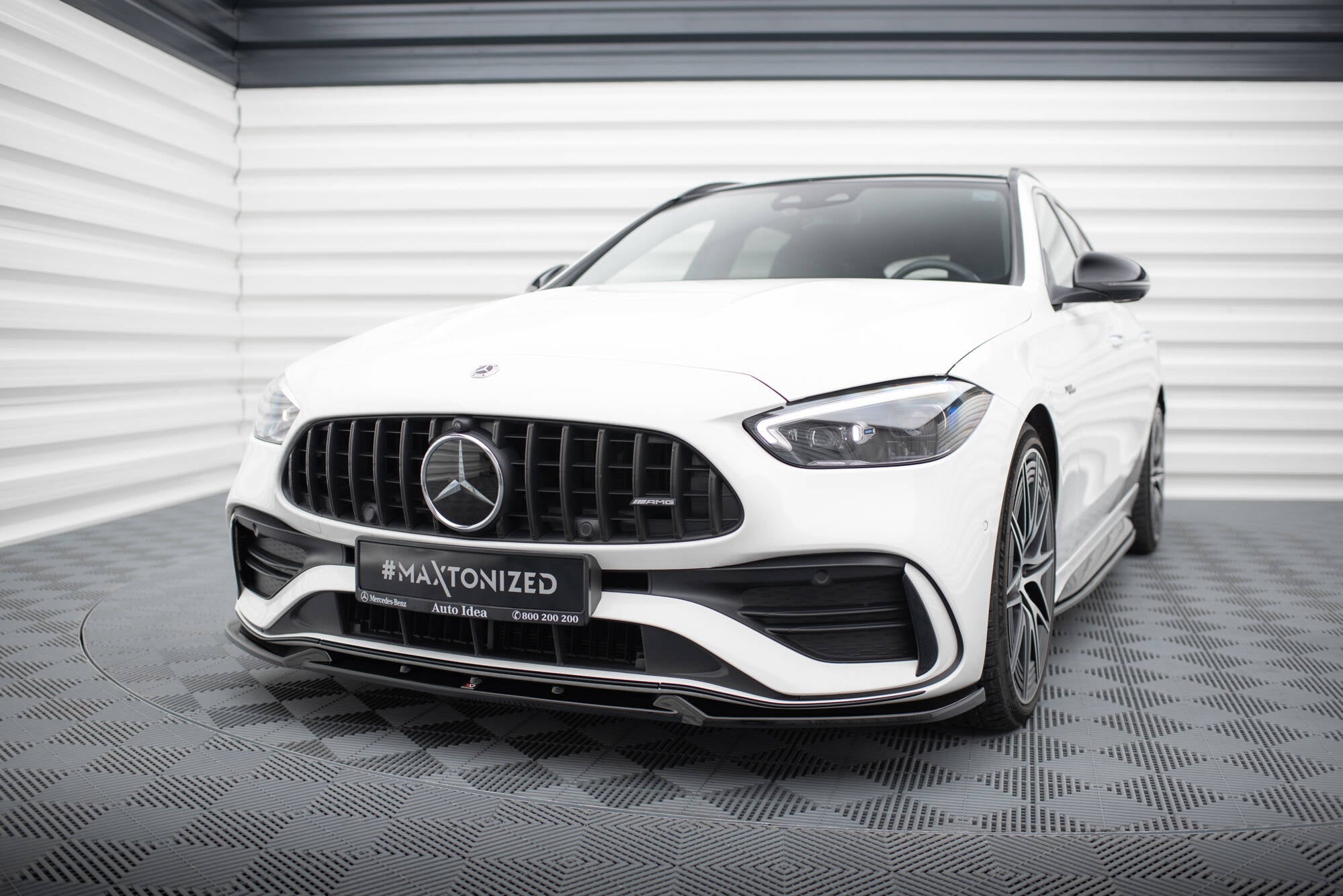 Maxton Design Street+ Spoilerlippe Front Ansatz V.1 passend für Mercedes-Benz C AMG-Line / 43 AMG W206 schwarz Hochglanz