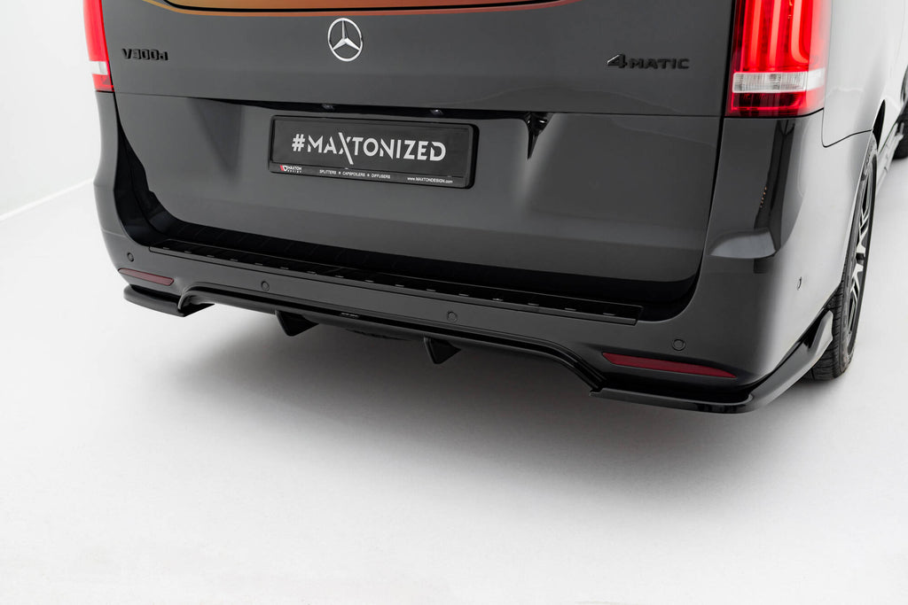 Maxton Design Diffusor Heck Ansatz passend für Mercedes-Benz V-Klasse AMG-Line W447 Facelift schwarz Hochglanz