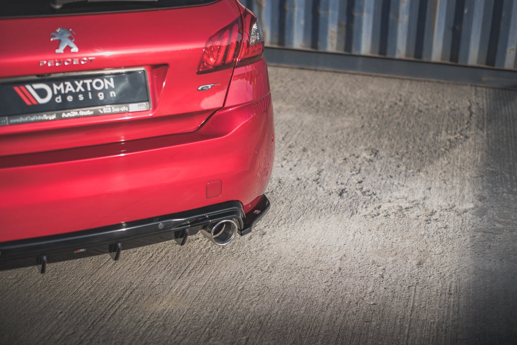 Maxton Design Heck Ansatz Flaps Diffusor passend für Peugeot 308 GT Mk2 Facelift schwarz Hochglanz
