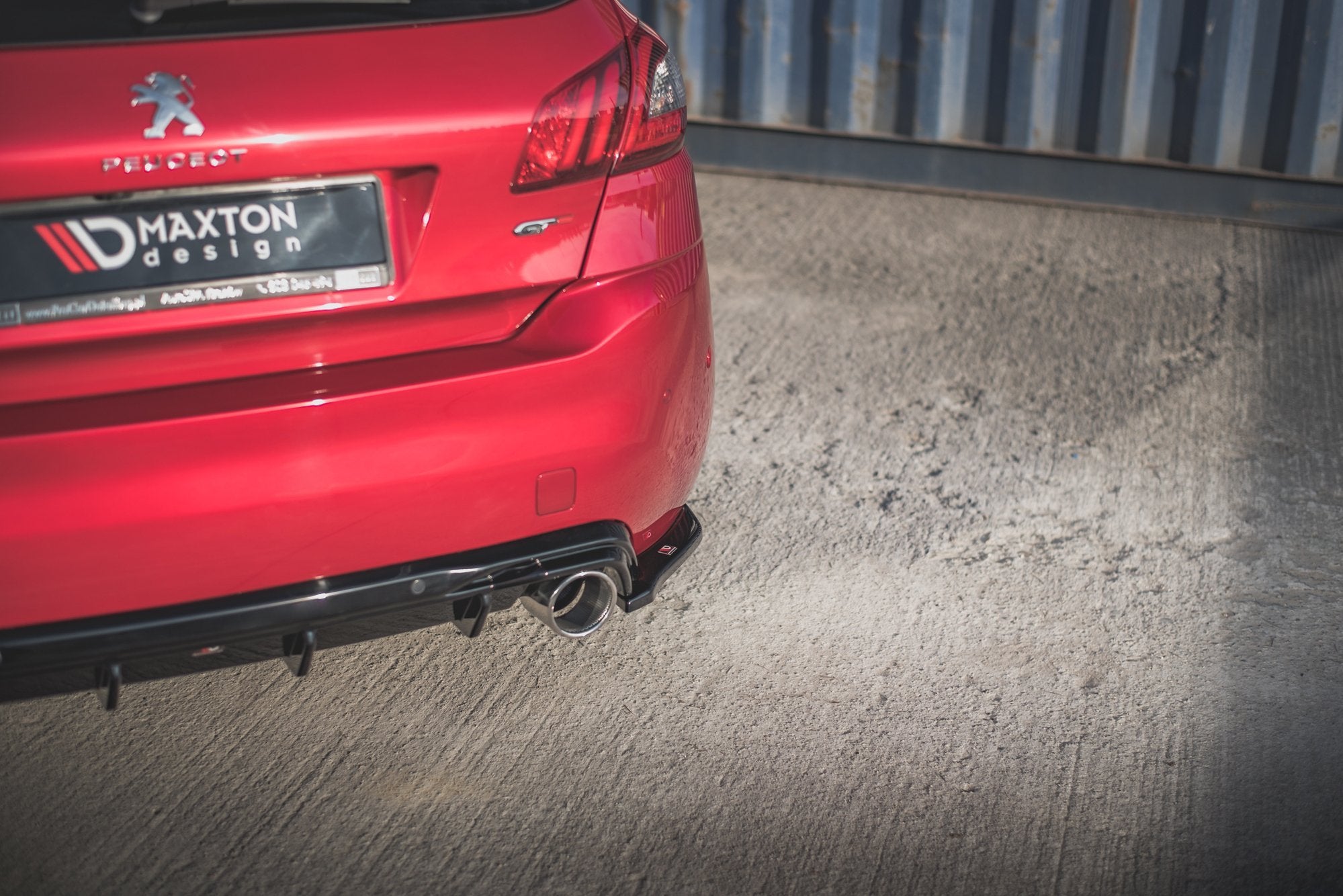Maxton Design Heck Ansatz Flaps Diffusor passend für Peugeot 308 GT Mk2 Facelift schwarz Hochglanz