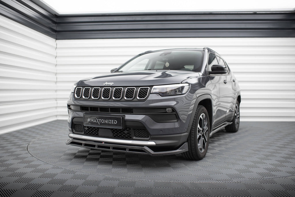 Maxton Design Street+ Spoilerlippe Front Ansatz passend für Jeep Compass Limited Mk2 Facelift schwarz Hochglanz