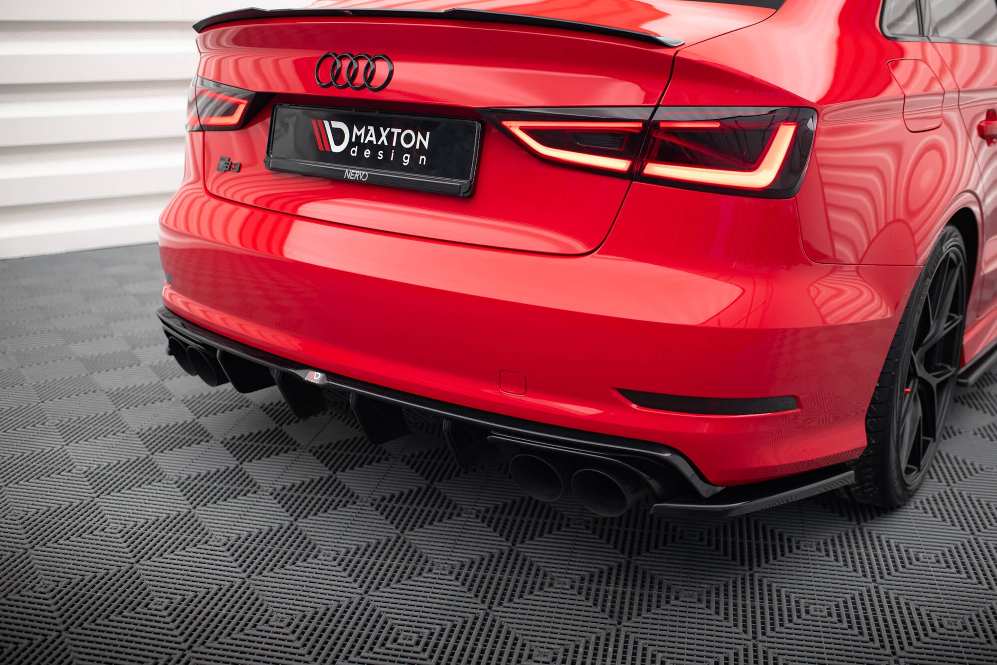 Maxton Design Diffusor Heck Ansatz passend für Audi S3 Limousine 8V schwarz Hochglanz