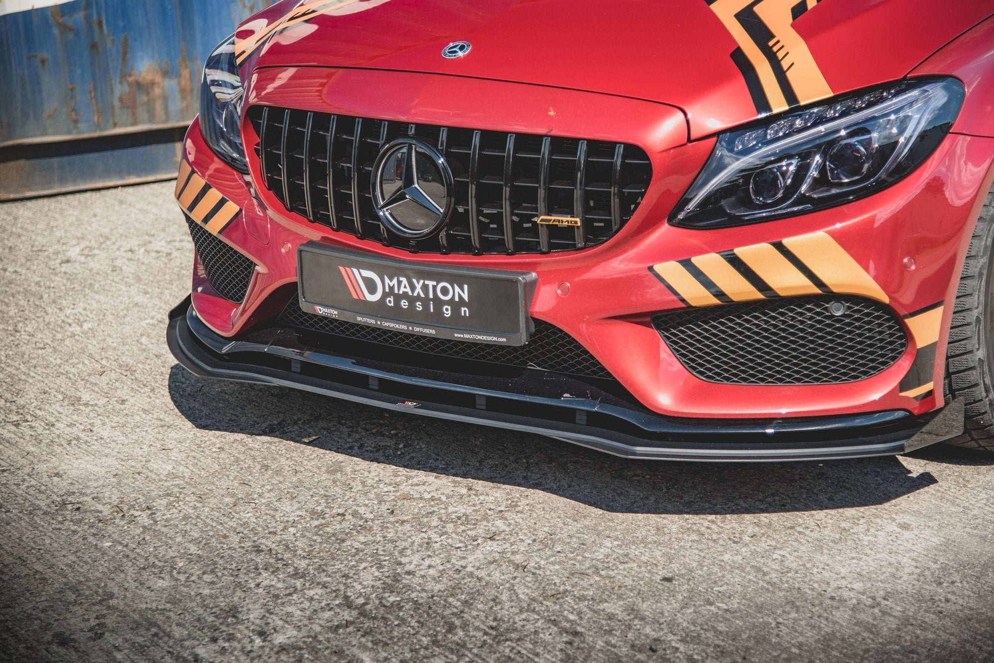 Maxton Design Street Pro Street+ Spoilerlippe Front Ansatz passend für + Flaps passend für Mercedes-AMG C43 / AMG-Line Coupe C205 schwarz Hochglanz