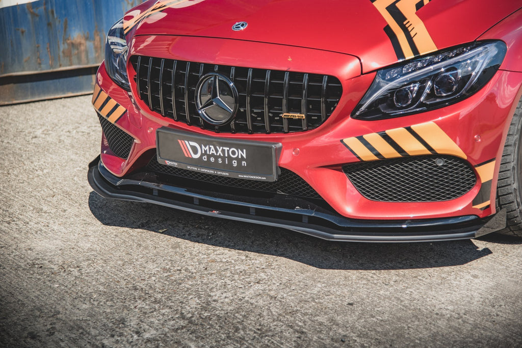 Maxton Design Street Pro Street+ Spoilerlippe Front Ansatz passend für + Flaps passend für Mercedes-AMG C43 / AMG-Line Coupe C205 schwarz Hochglanz
