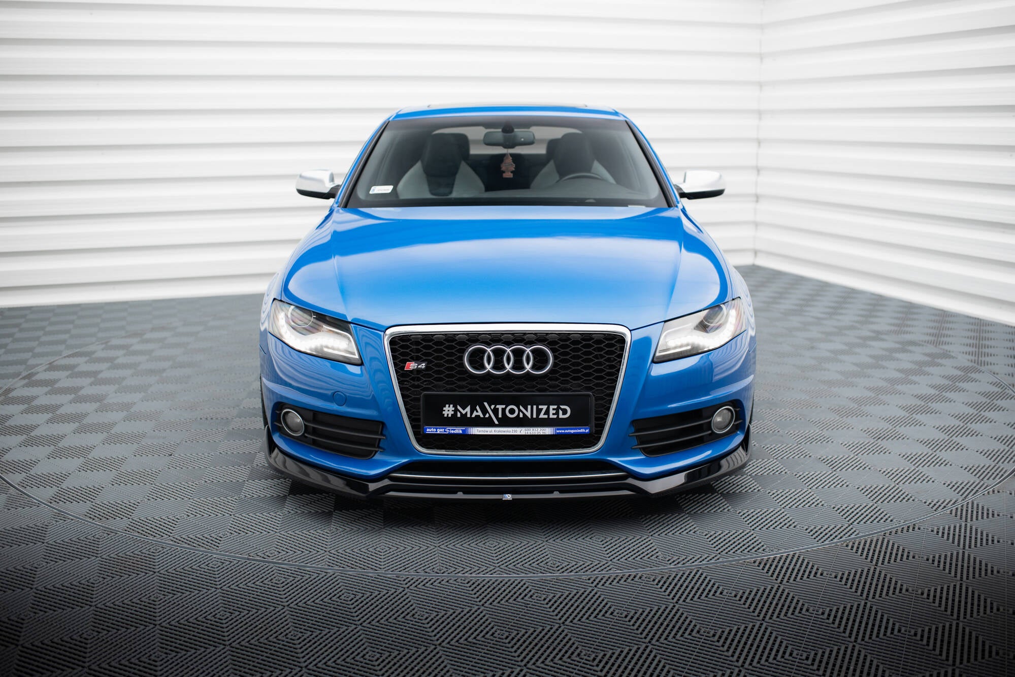 Maxton Design Street+ Spoilerlippe Front Ansatz V.3 passend für Audi S4 / A4 S-Line B8 schwarz Hochglanz