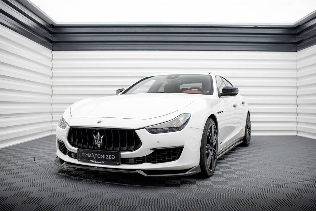 Maxton Design Street+ Spoilerlippe Front Ansatz V.1 passend für Maserati Ghibli Mk3 Facelift schwarz Hochglanz