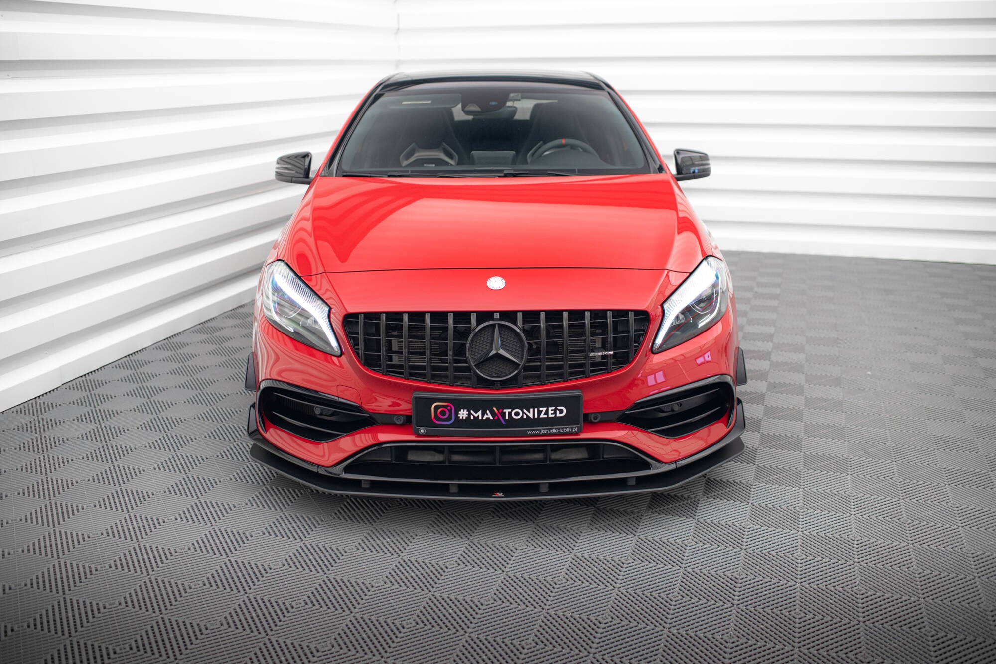 Maxton Design Street Pro Street+ Spoilerlippe Front Ansatz passend für Mercedes-Benz A 45 AMG Aero W176 Facelift