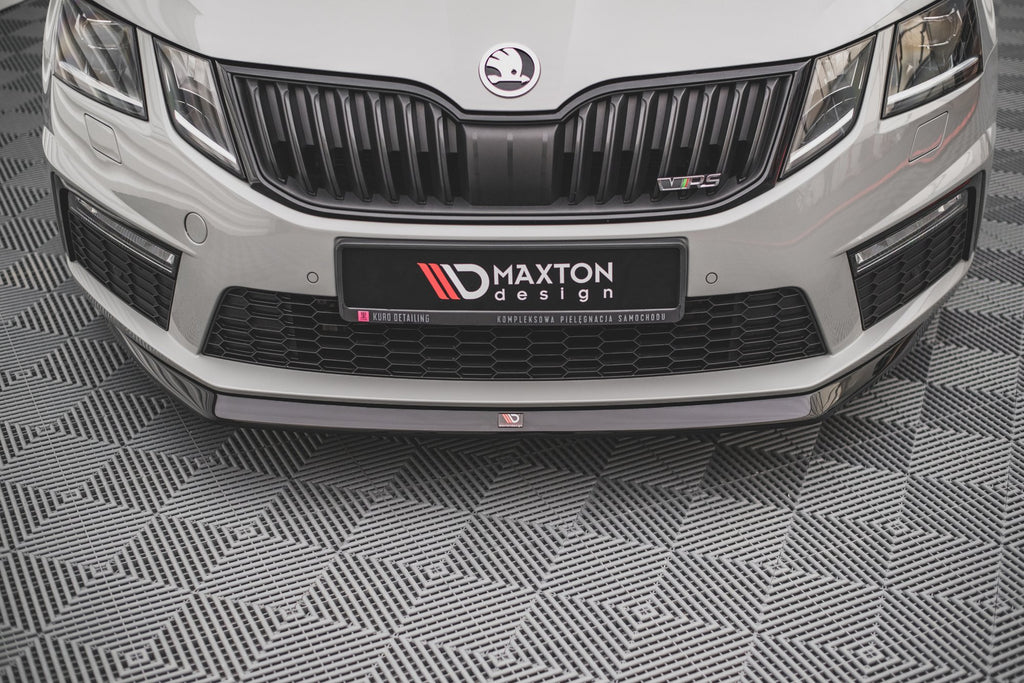 Maxton Design Street+ Spoilerlippe Front Ansatz V.1 passend für Skoda Octavia RS Mk3 Facelift schwarz Hochglanz