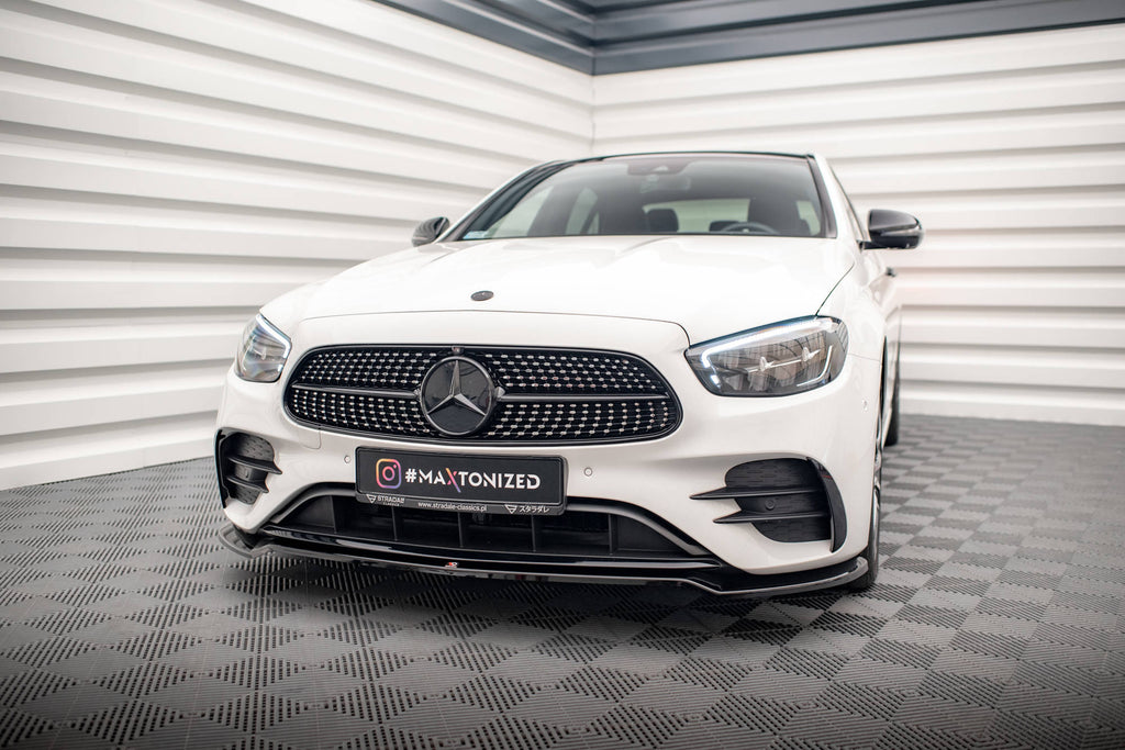 Maxton Design Street+ Spoilerlippe Front Ansatz V.1 passend für Mercedes-Benz E AMG-Line W213 Facelift schwarz Hochglanz
