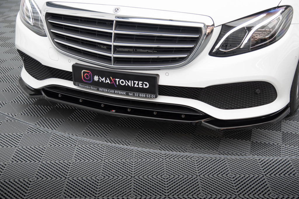 Maxton Design Street+ Spoilerlippe Front Ansatz passend für Mercedes-Benz E W213 schwarz Hochglanz