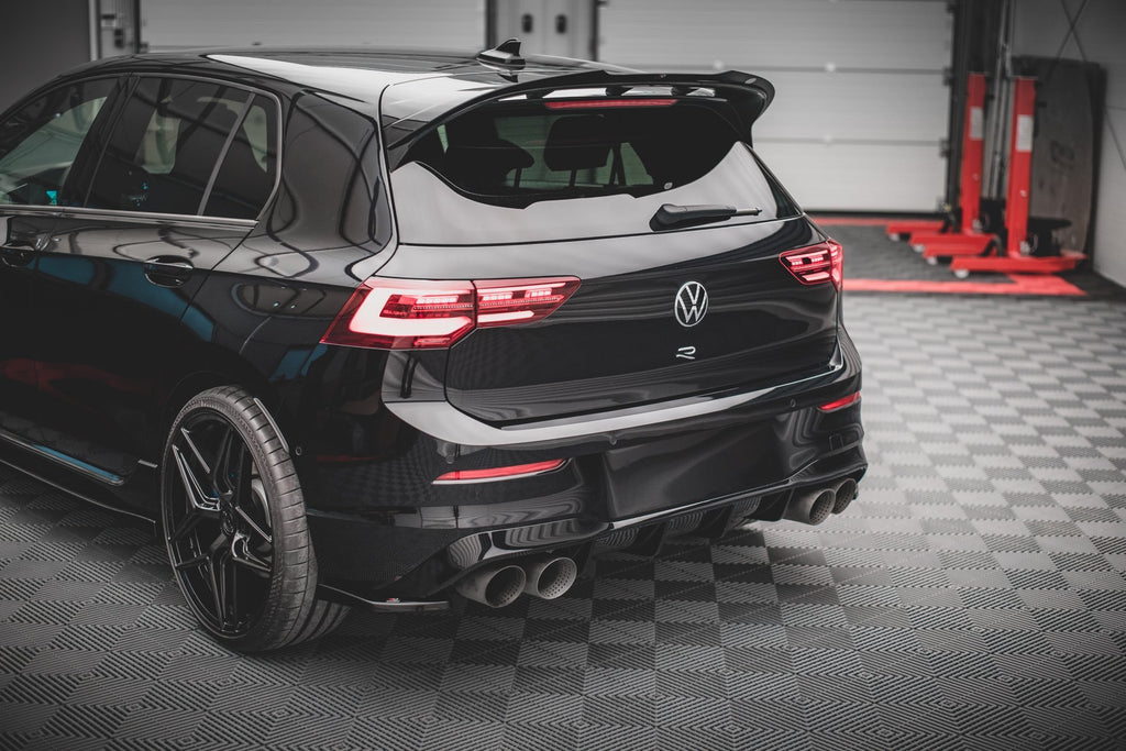 Maxton Design Heck Ansatz Flaps Diffusor V.2 passend für VW Golf R Hatchback Mk8 Facelift schwarz Hochglanz