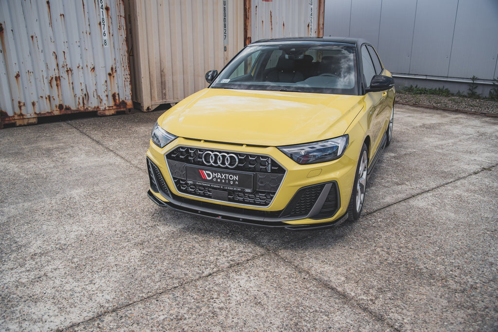 Maxton Design Street+ Spoilerlippe Front Ansatz V.2 passend für Audi A1 S-Line GB schwarz Hochglanz