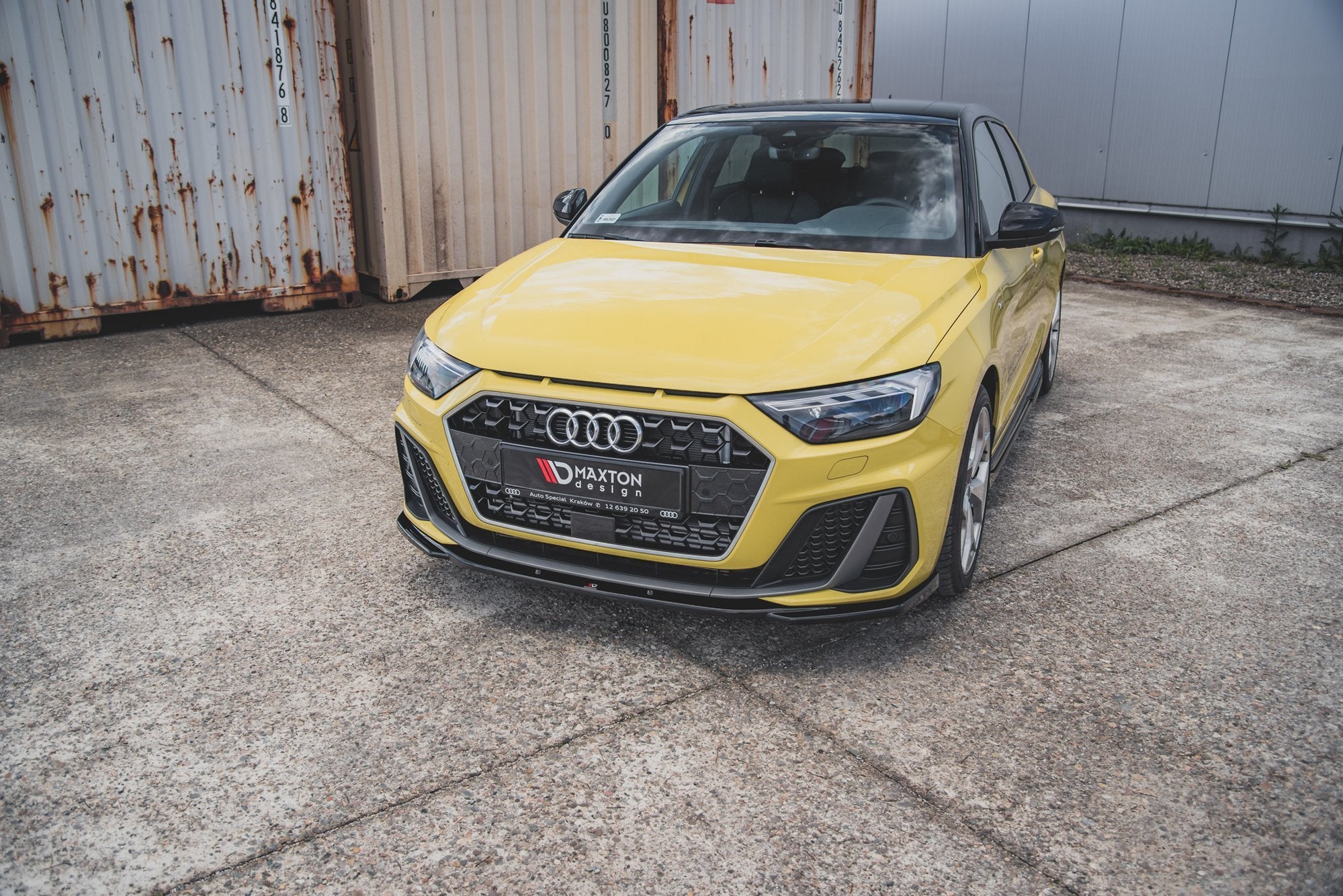Maxton Design Street+ Spoilerlippe Front Ansatz V.2 passend für Audi A1 S-Line GB schwarz Hochglanz