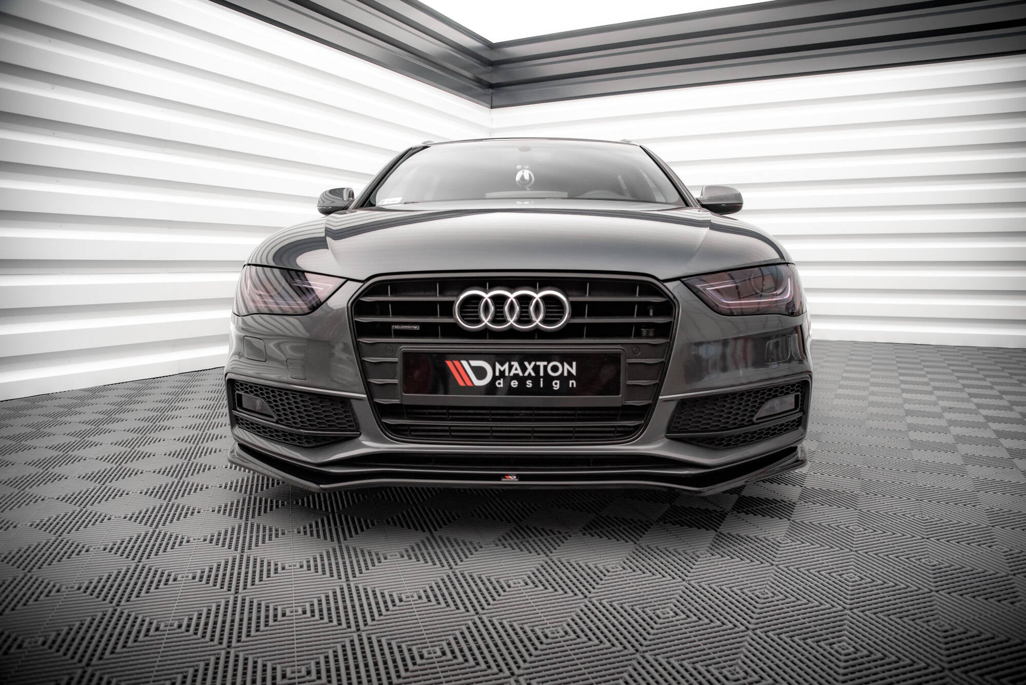 Maxton Design Street+ Spoilerlippe Front Ansatz V.4 passend für Audi A4 S-Line / S4 B8 Facelift schwarz Hochglanz