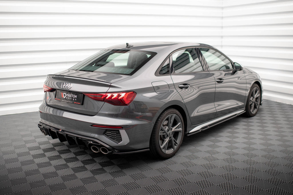 Maxton Design Heck Ansatz Flaps Diffusor V.2 passend für Audi S3 Limousine 8Y schwarz Hochglanz