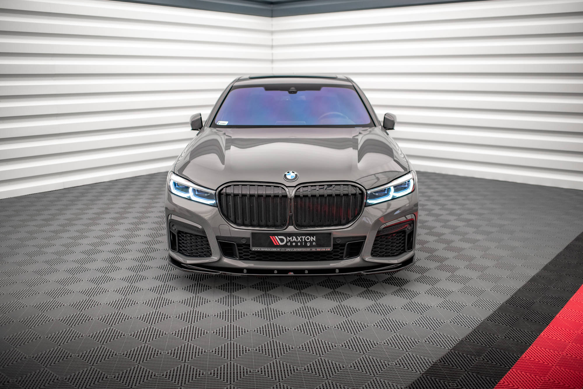 Maxton Design Street+ Spoilerlippe Front Ansatz V.1 passend für BMW 7 M-Paket G11 / G12 Facelift schwarz Hochglanz