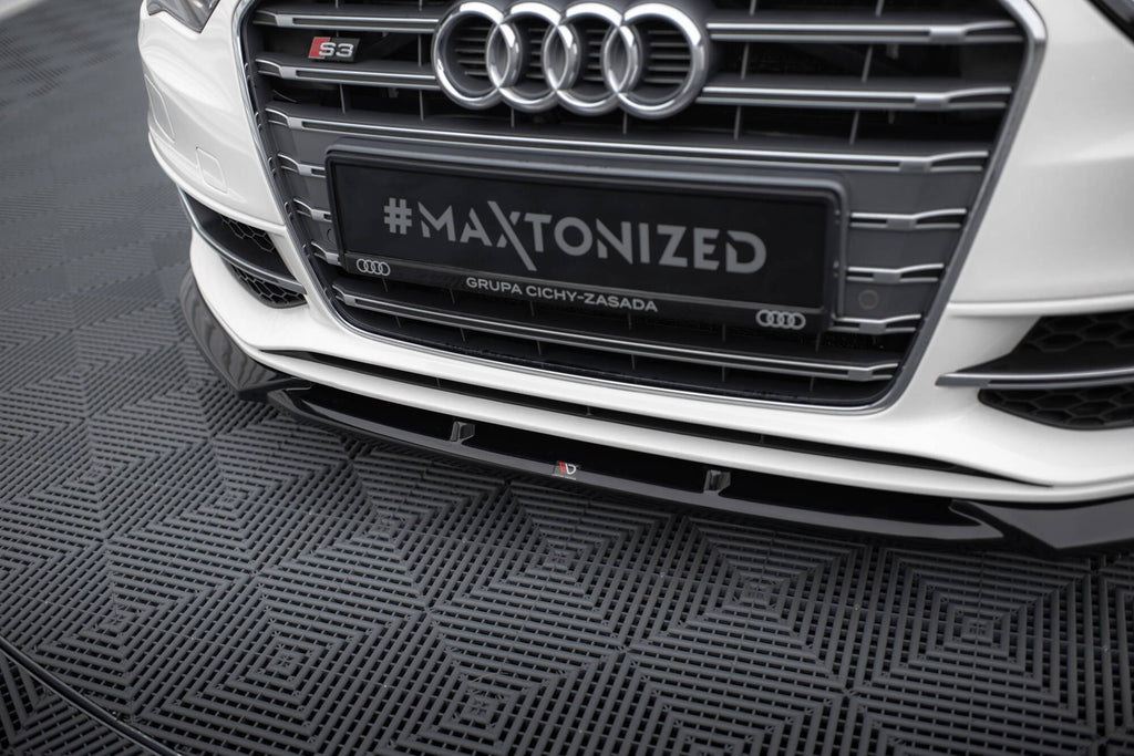 Maxton Design Street+ Spoilerlippe Front Ansatz V.2 passend für Audi S3 / A3 S-Line Sportback / Hatchback 8V schwarz Hochglanz
