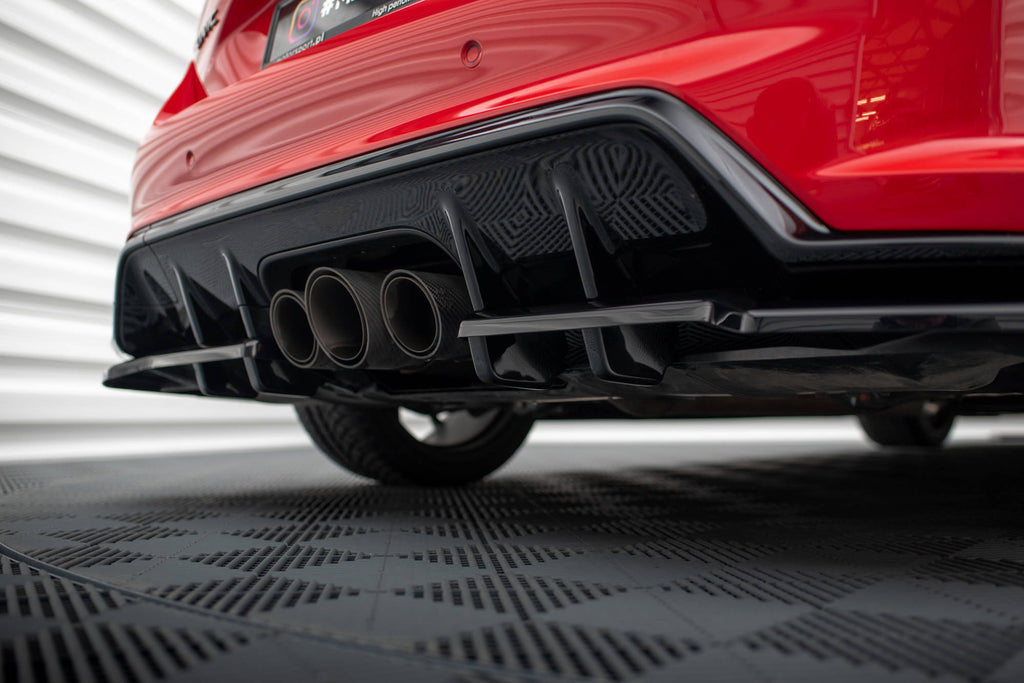 Maxton Design Street+ Mittlerer Diffusor RACE passend für V.1 Honda Civic Type-R Mk 11 schwarz Hochglanz