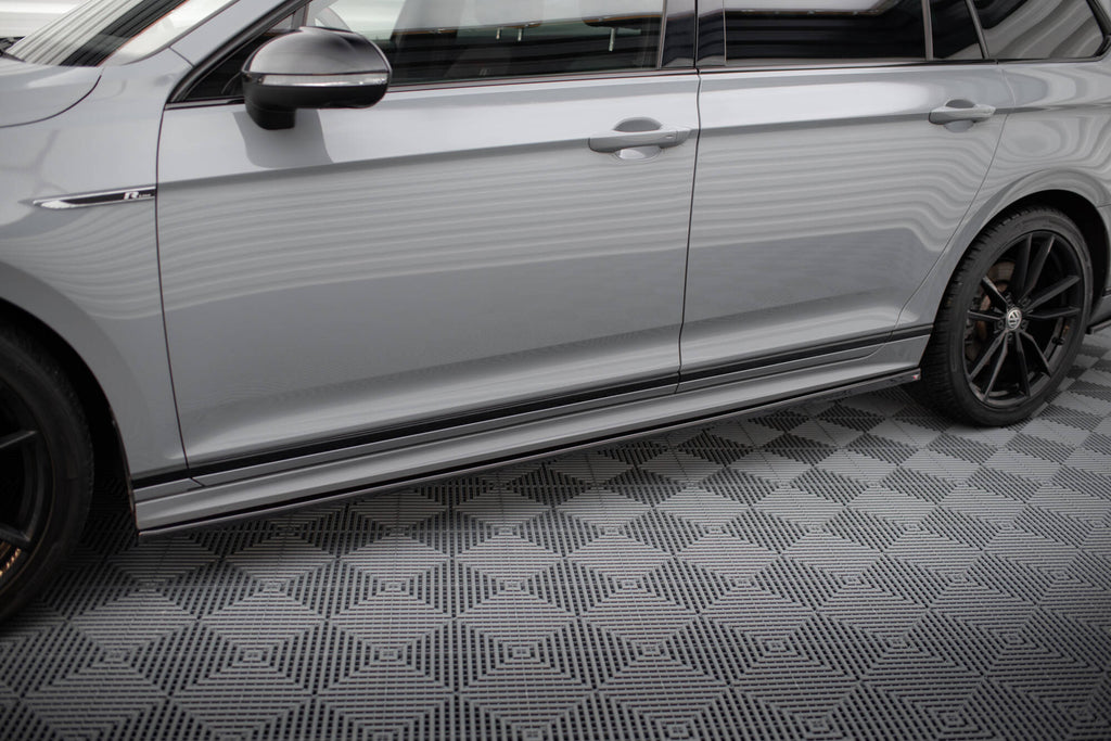 Maxton Design Street+ Seitenschweller Leisten passend für VW Passat R-Line B8 Facelift schwarz Hochglanz