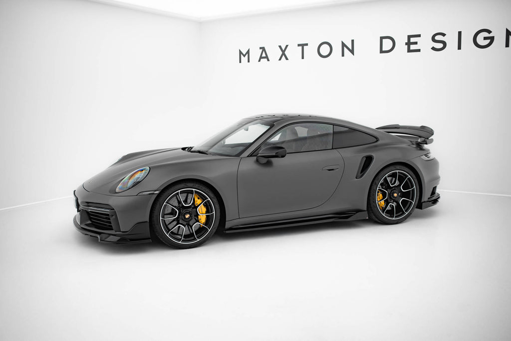 Maxton Design Street+ Seitenschweller Leisten passend für Porsche 911 Turbo S Sport Package 992 schwarz Hochglanz