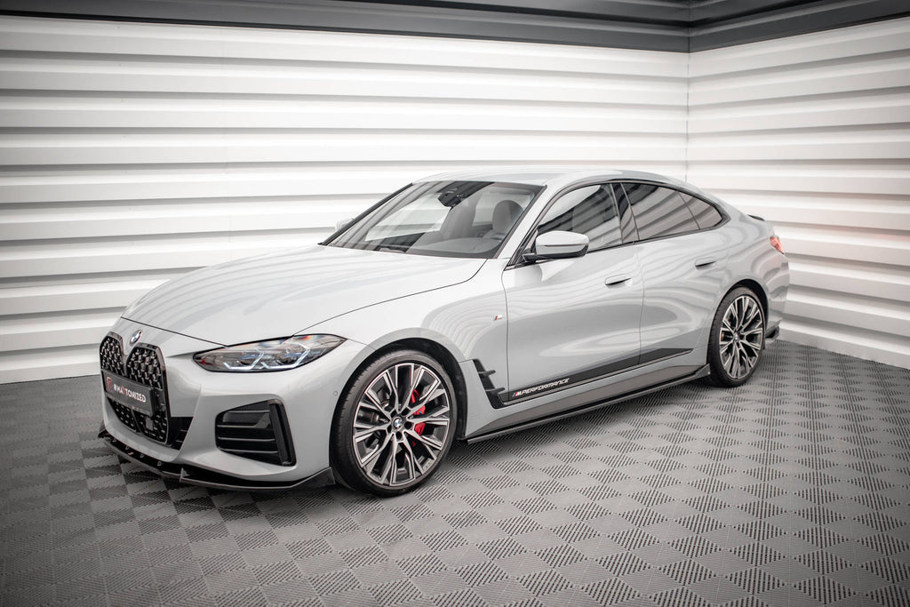 Maxton Design Street+ Seitenschweller Leisten V.2 passend für BMW 4er Gran Coupe M-Paket / M440i G26 schwarz Hochglanz
