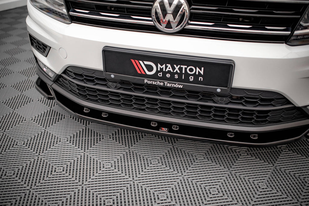 Maxton Design Street+ Spoilerlippe Front Ansatz passend für VW Tiguan Mk2 schwarz Hochglanz