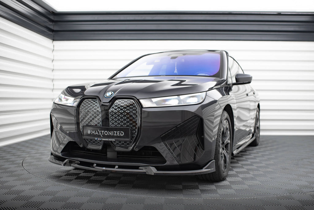 Maxton Design Street+ Spoilerlippe Front Ansatz V.1 passend für BMW iX M-Paket i20 schwarz Hochglanz