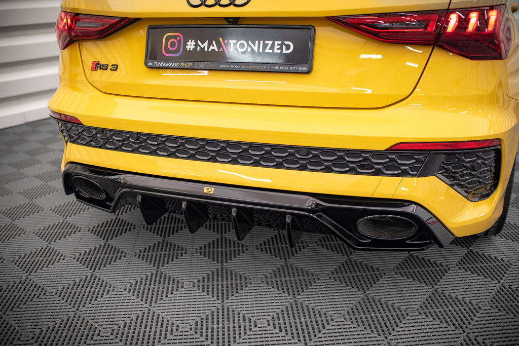 Maxton Design Diffusor Heck Ansatz passend für Audi RS3 8Y schwarz Hochglanz