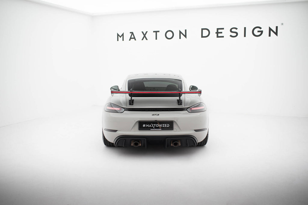 Maxton Design Carbon Spoiler With Upper Swan Mounting V.1 + LED Porsche 718 Cayman 982c für Porsche Cayman 982c
