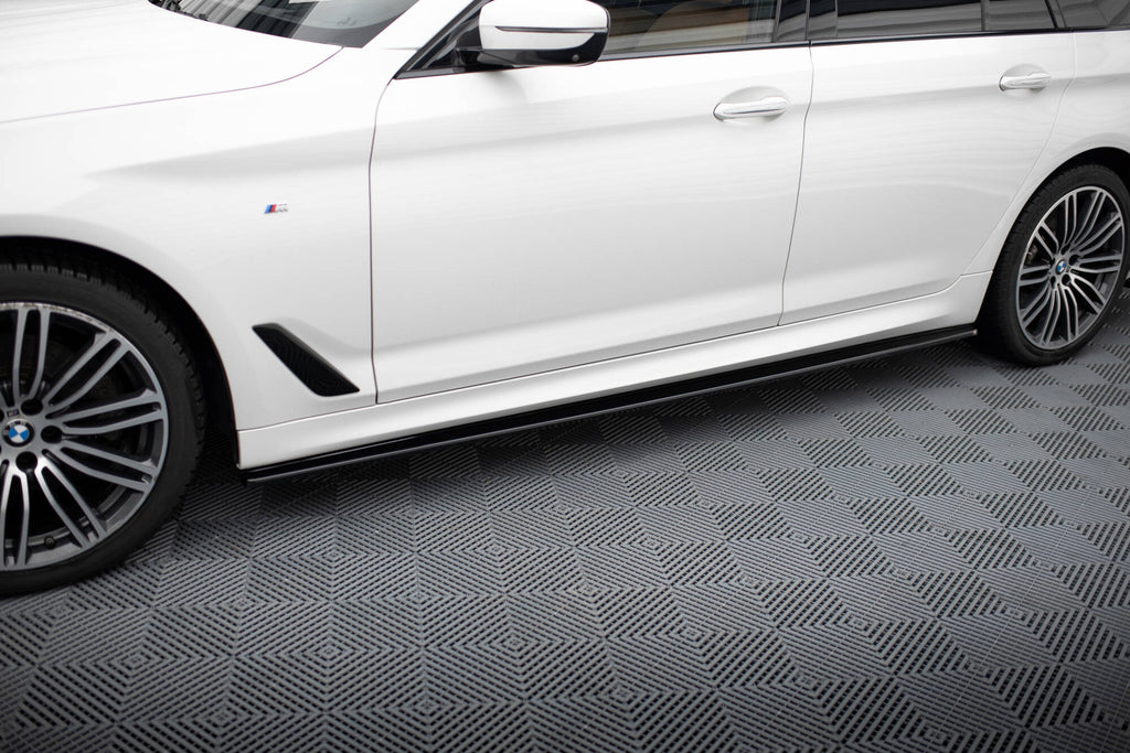 Maxton Design Street+ Seitenschweller Leisten passend für BMW 5er M-Paket / M550d / M550i G30/ G31 schwarz Hochglanz