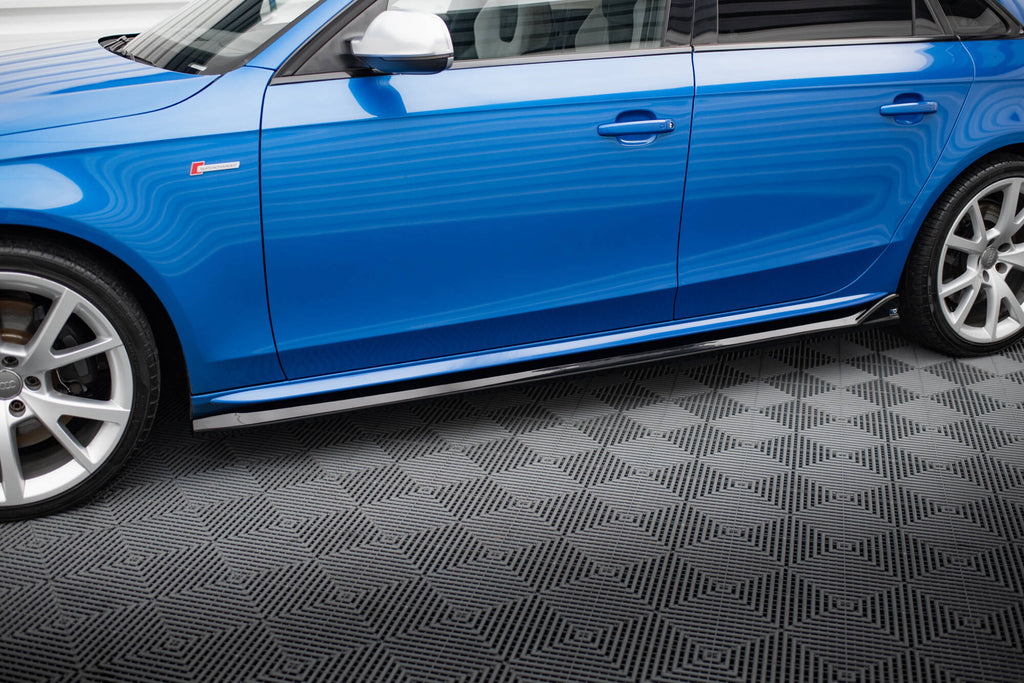 Maxton Design Street+ Seitenschweller Leisten passend für V.4 Audi A4 / A4 S-Line / S4 B8 schwarz Hochglanz