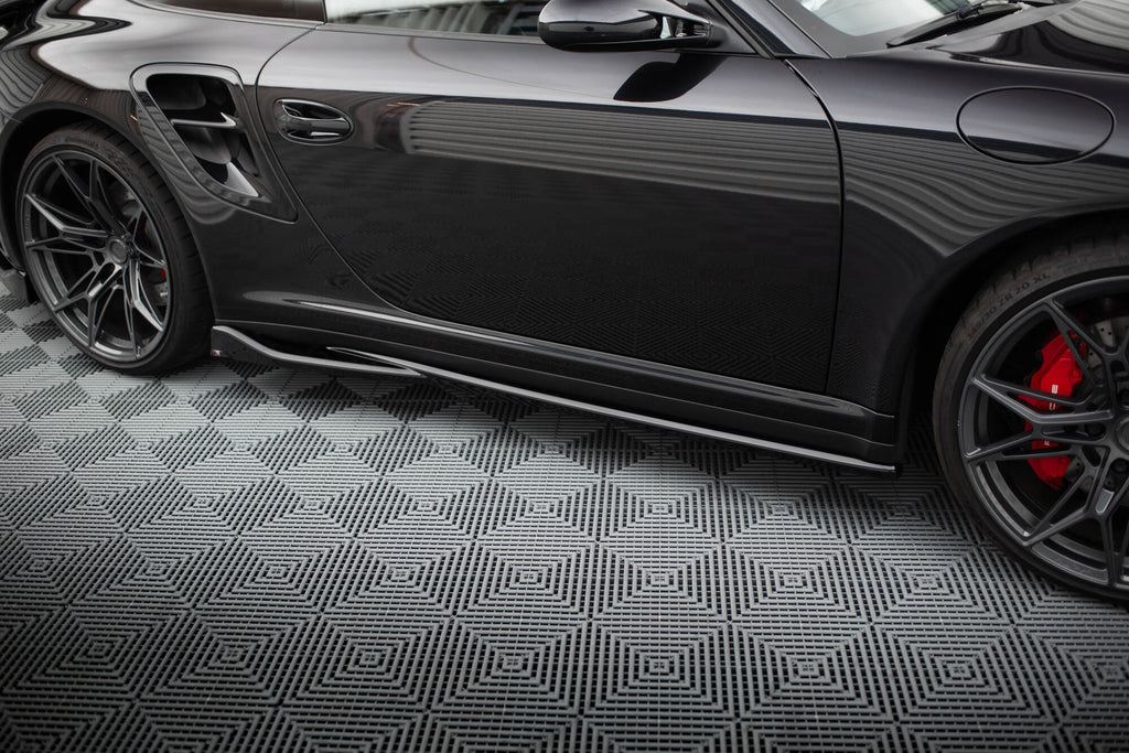 Maxton Design Street+ Seitenschweller Leisten passend für Porsche 911 Turbo 997 schwarz Hochglanz