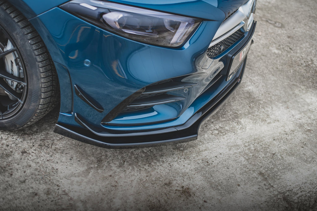 Maxton Design Street+ Spoilerlippe Front Ansatz V.2 passend für Mercedes A35 AMG Aero W177 schwarz Hochglanz