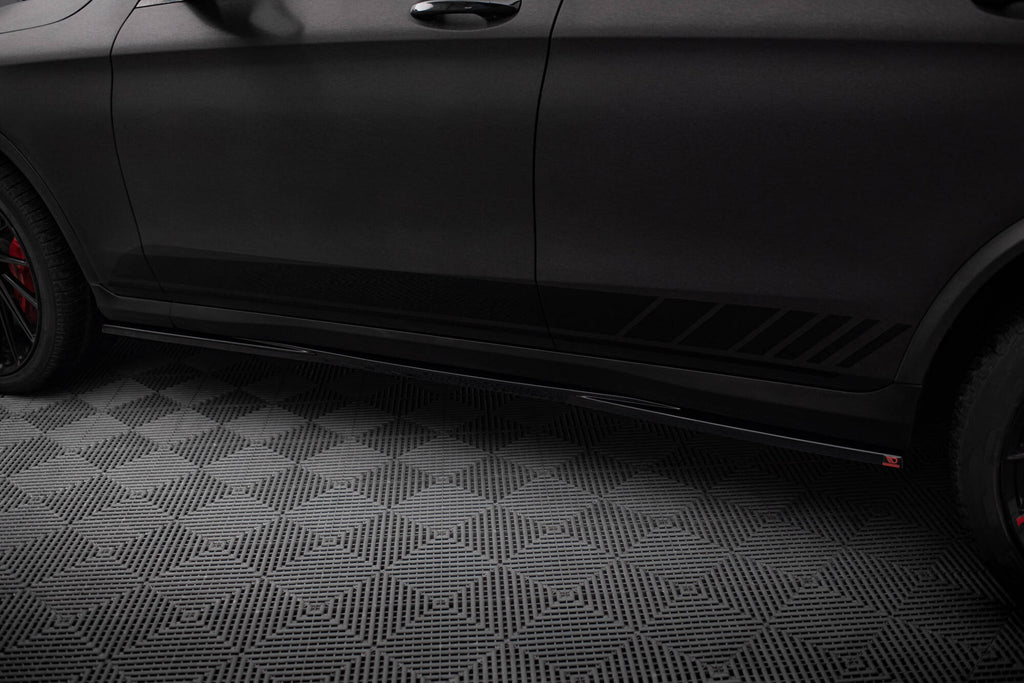 Maxton Design Street+ Seitenschweller Leisten passend für Mercedes-AMG GLC 43 / AMG-Line SUV X253 Facelift schwarz Hochglanz