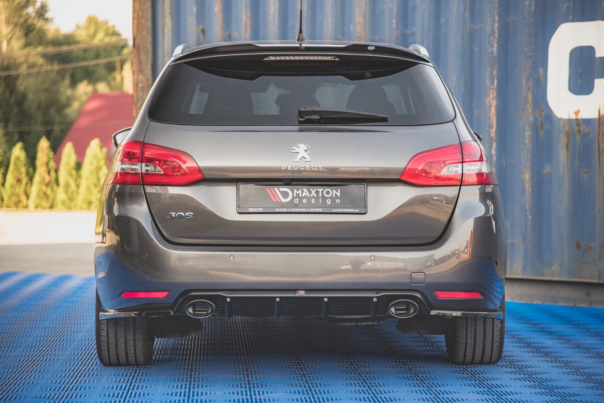 Maxton Design Diffusor Heck Ansatz + Endrohre für Peugeot 308 SW Mk2