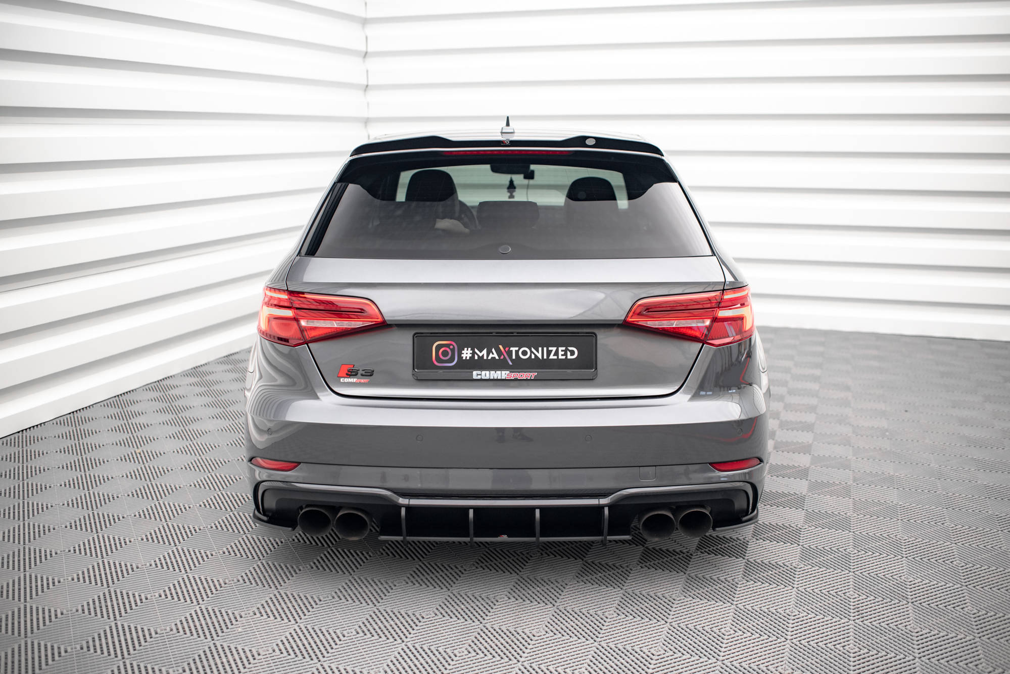 Maxton Design Street Pro Heck Ansatz Flaps Diffusor passend für Audi S3 Sportback 8V Facelift