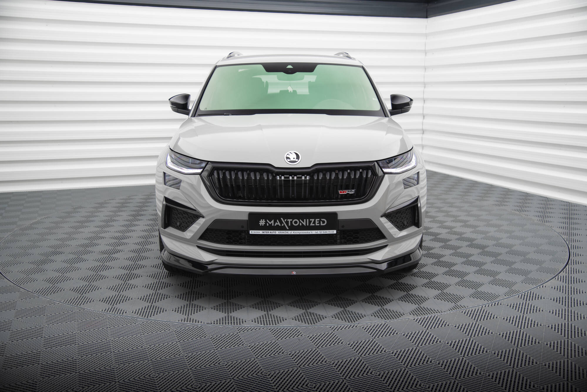 Maxton Design Street+ Spoilerlippe Front Ansatz V.2 passend für Skoda Kodiaq RS Mk1 Facelift schwarz Hochglanz