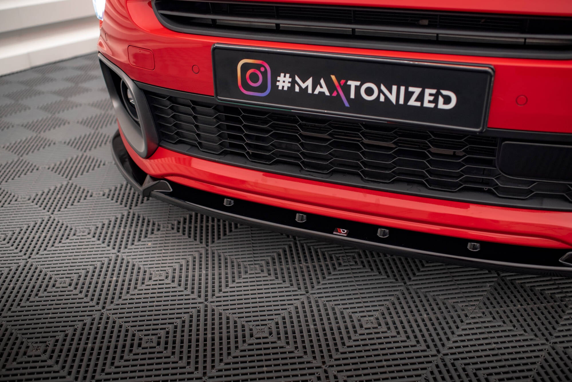 Maxton Design Street+ Spoilerlippe Front Ansatz passend für Fiat 500X Sport Mk1 Facelift schwarz Hochglanz