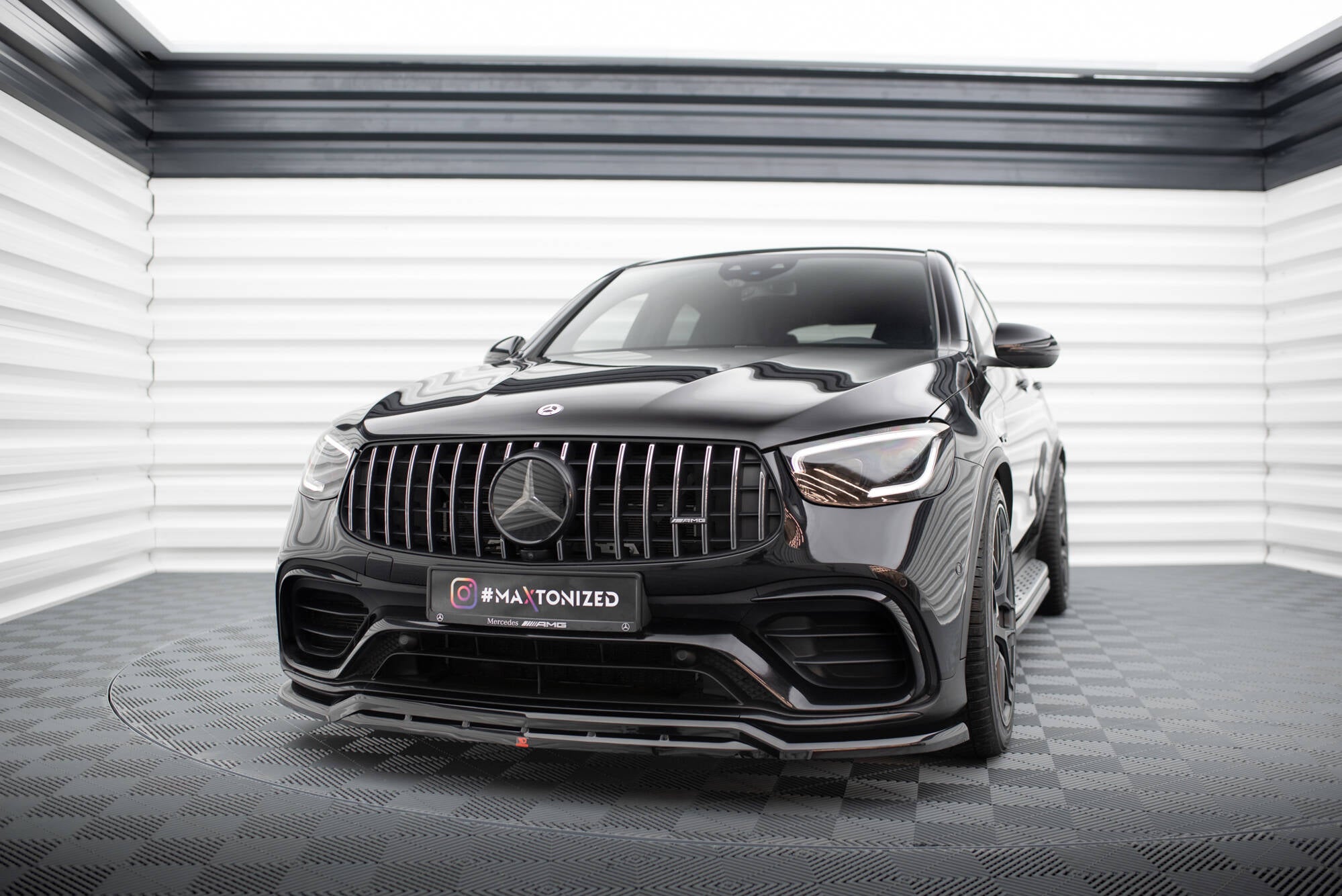 Maxton Design Street+ Spoilerlippe Front Ansatz passend für Mercedes-AMG GLC 63 SUV / Coupe X253 / C253 schwarz Hochglanz