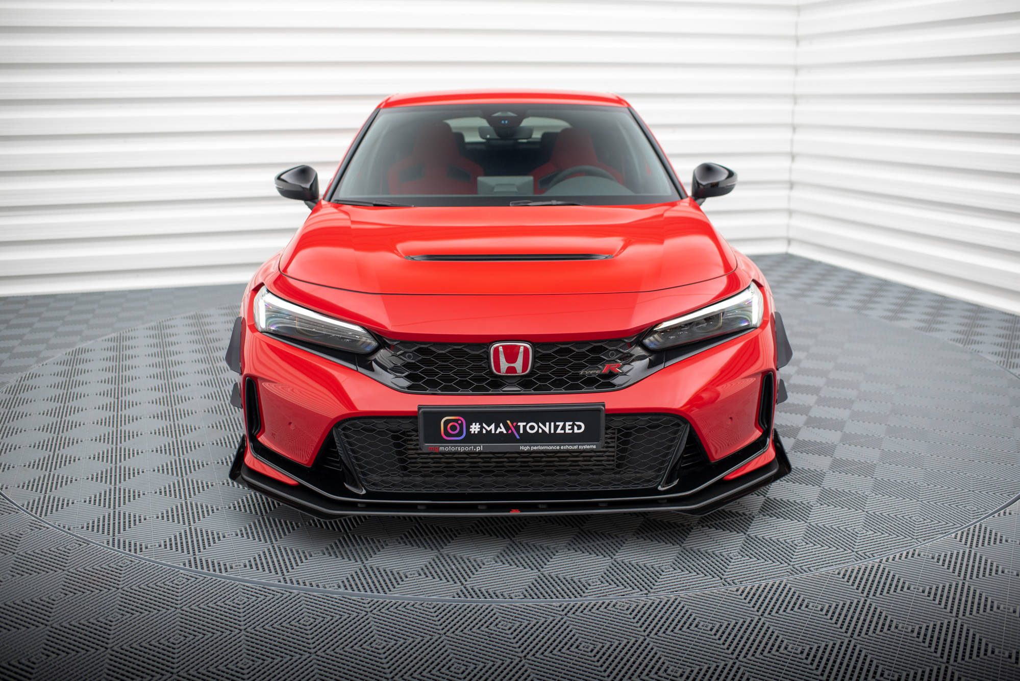 Maxton Design Street Pro Street+ Spoilerlippe Front Ansatz + Flaps passend für Honda Civic Type-R Mk 11 schwarz Hochglanz