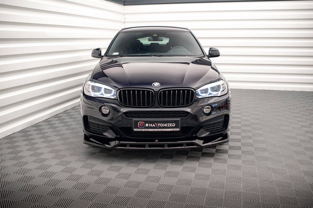Maxton Design Street+ Spoilerlippe Front Ansatz V.3 passend für BMW X6 M-Paket F16 schwarz Hochglanz
