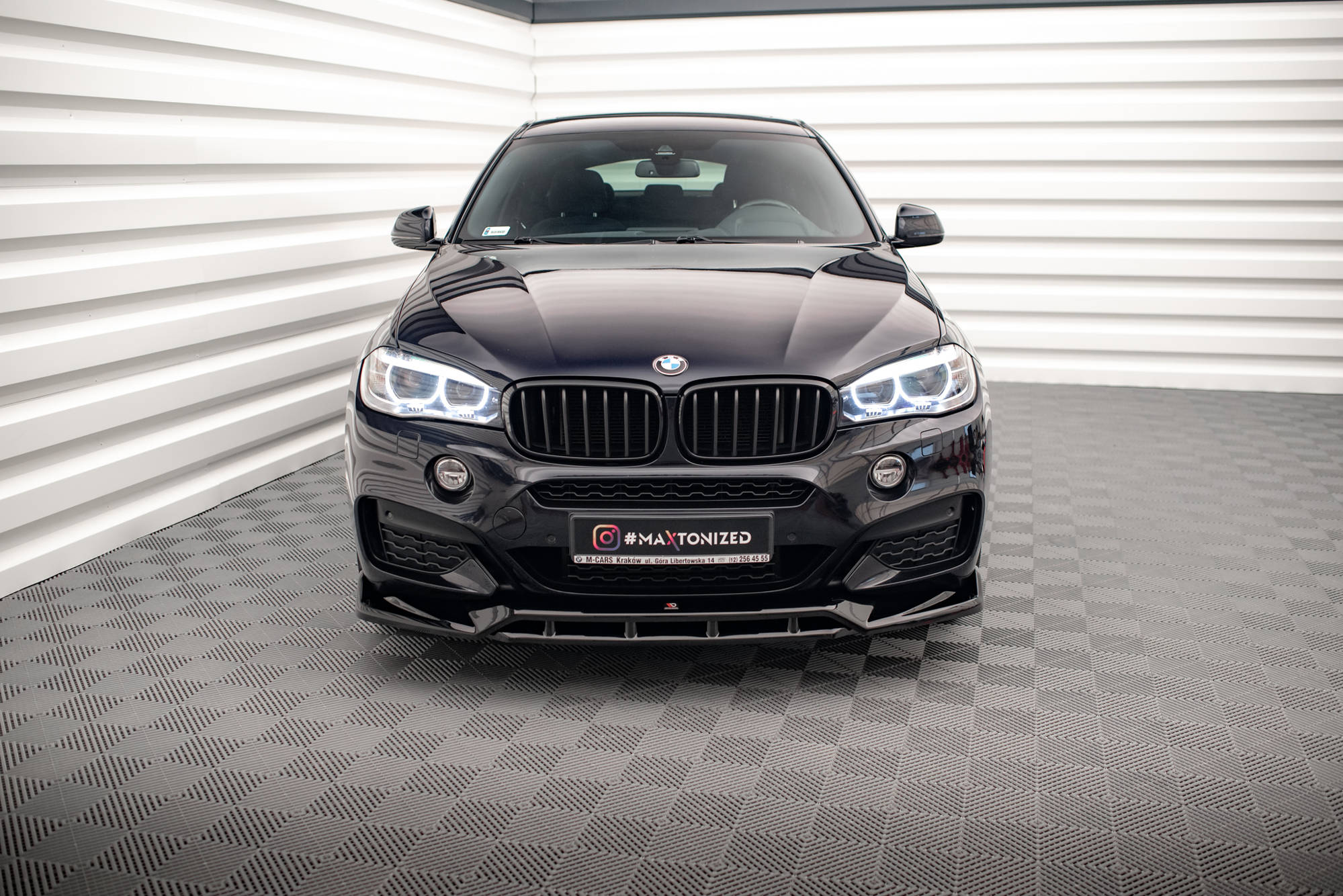 Maxton Design Street+ Spoilerlippe Front Ansatz V.3 passend für BMW X6 M-Paket F16 schwarz Hochglanz