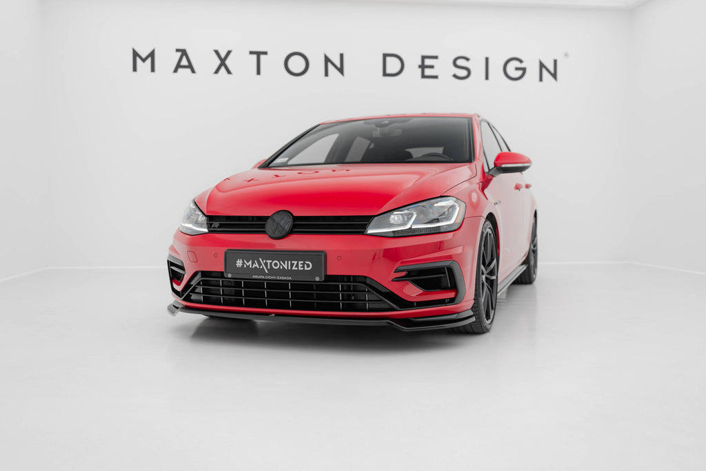 Maxton Design Street+ Spoilerlippe Front Ansatz V.3 passend für VW Golf R / R-Line Mk7 Facelift schwarz Hochglanz