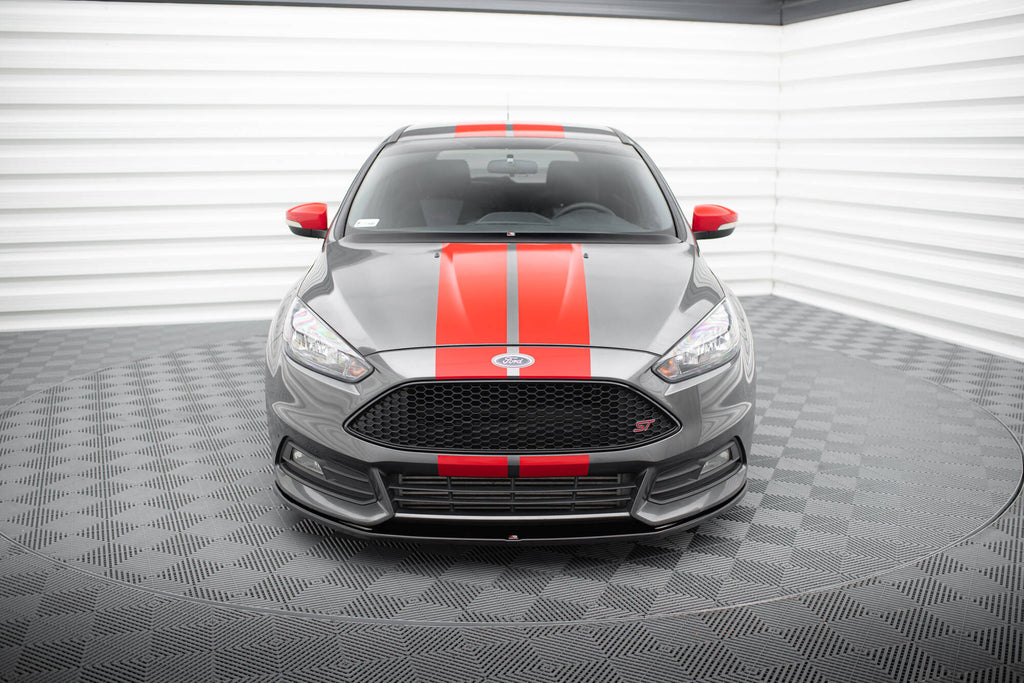 Maxton Design Street+ Spoilerlippe Front Ansatz V.2 passend für Ford Focus ST Mk3 Facelift schwarz Hochglanz