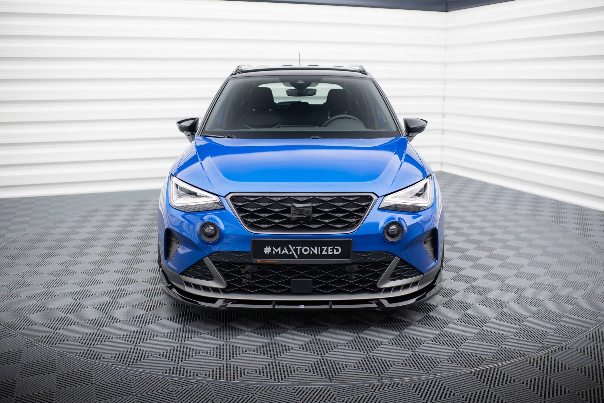Maxton Design Street+ Spoilerlippe Front Ansatz passend für Seat Arona FR Mk1 Facelift schwarz Hochglanz