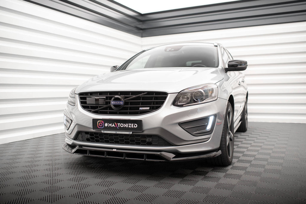 Maxton Design Street+ Spoilerlippe Front Ansatz passend für Volvo XC60 R-Design Mk1 Facelift schwarz Hochglanz