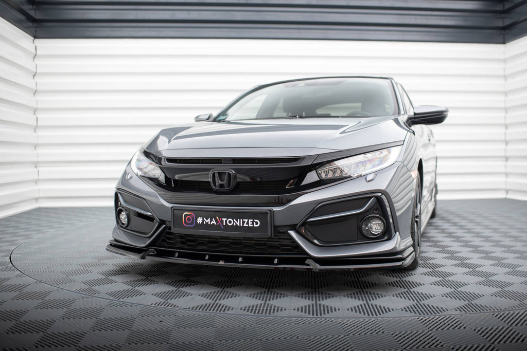 Maxton Design Street+ Spoilerlippe Front Ansatz passend für Honda Civic Sport Mk 10 schwarz Hochglanz