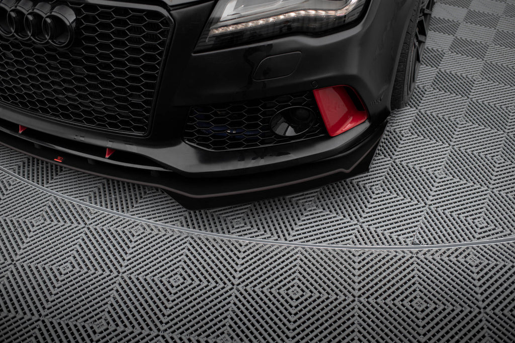 Maxton Design Front Stoßstange Flaps passend für Audi A7 RS7 Look C7 schwarz Hochglanz