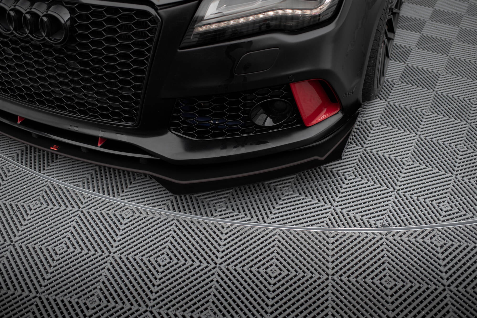 Maxton Design Front Stoßstange Flaps passend für Audi A7 RS7 Look C7 schwarz Hochglanz