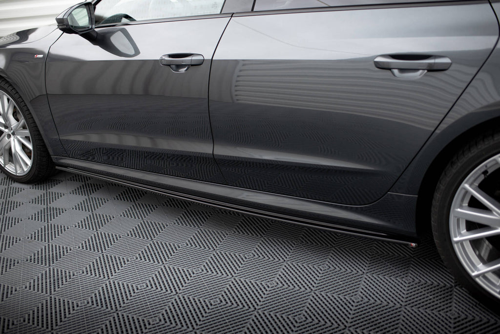 Maxton Design Street+ Seitenschweller Leisten passend für Audi A7 S-Line C8 / S7 C8 / C8 Facelift / S7 Facelift schwarz Hochglanz